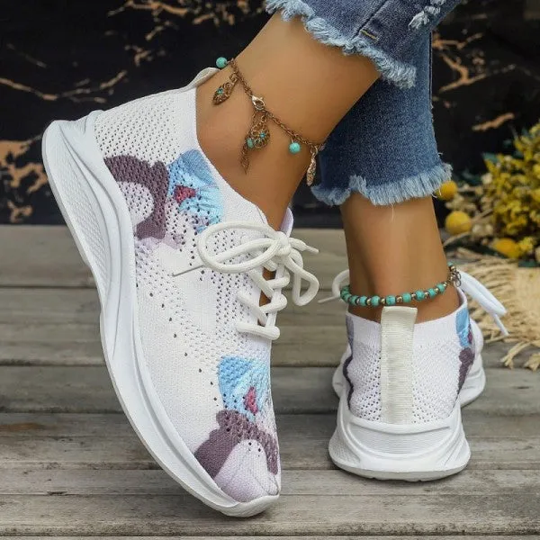 sealbeer - White Casual Sportswear Daily Frenulum Printing Round Mesh Breathable Comfortable Out Door Shoes