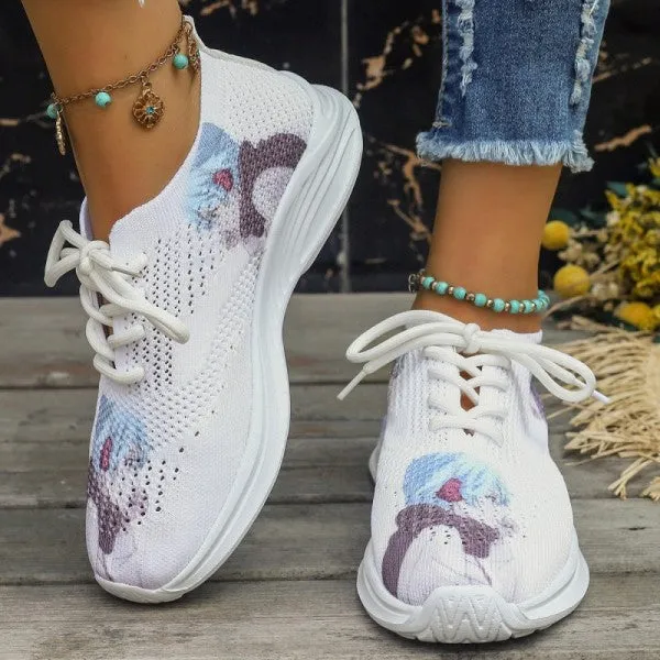 sealbeer - White Casual Sportswear Daily Frenulum Printing Round Mesh Breathable Comfortable Out Door Shoes