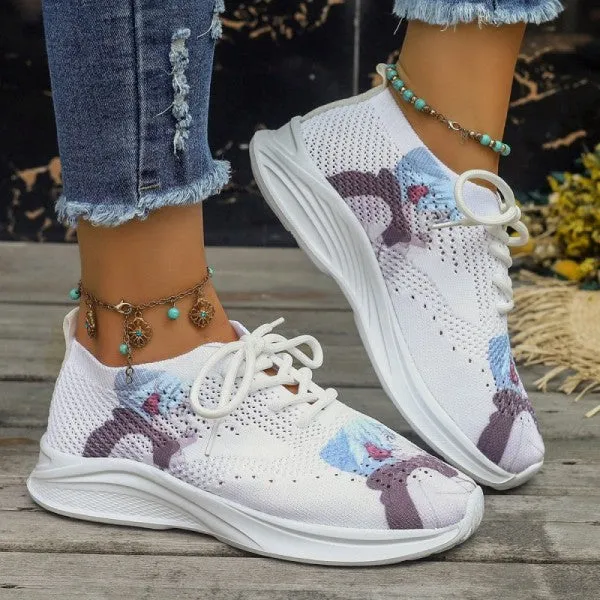 sealbeer - White Casual Sportswear Daily Frenulum Printing Round Mesh Breathable Comfortable Out Door Shoes