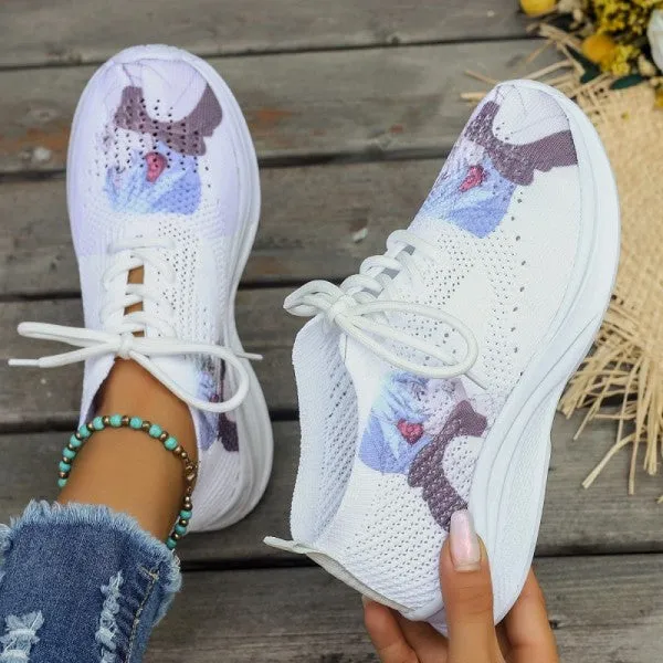 sealbeer - White Casual Sportswear Daily Frenulum Printing Round Mesh Breathable Comfortable Out Door Shoes