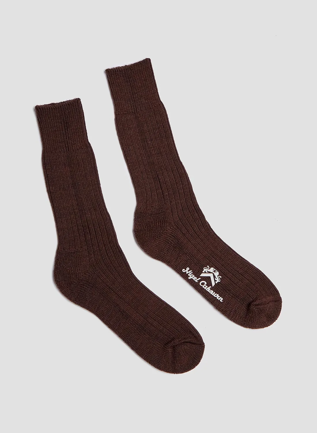 Wool Cushion Sole Crew Sock in Brown