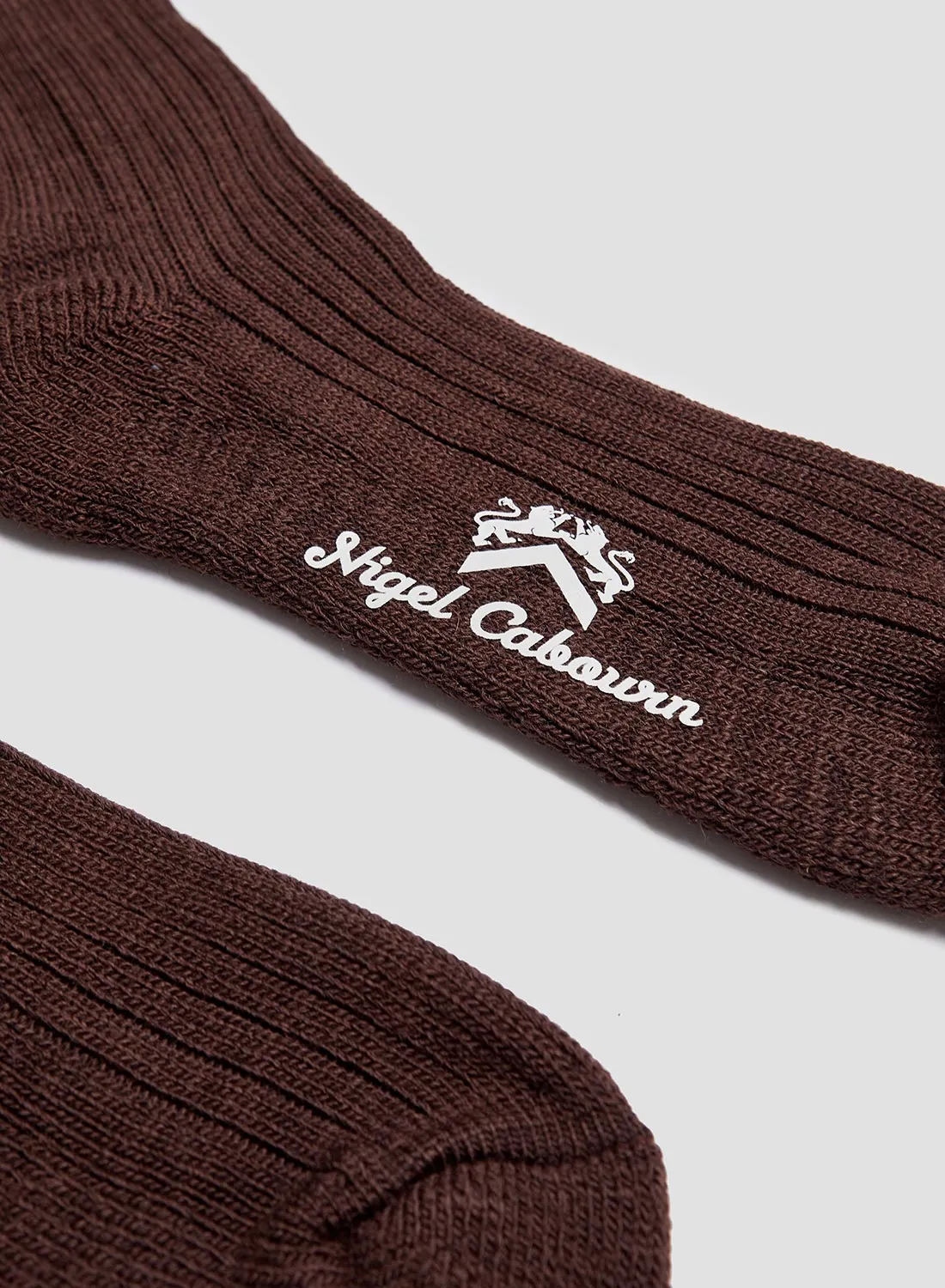 Wool Cushion Sole Crew Sock in Brown